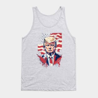 Donald Trump, the 45th president of USA in patriotic red,blue and white! Tank Top